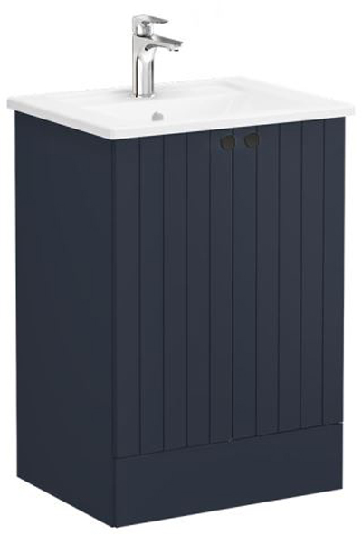 Vitra Root Groove Washbasin Unit with doors, floor-standing, 60cm Matt Dark Blue