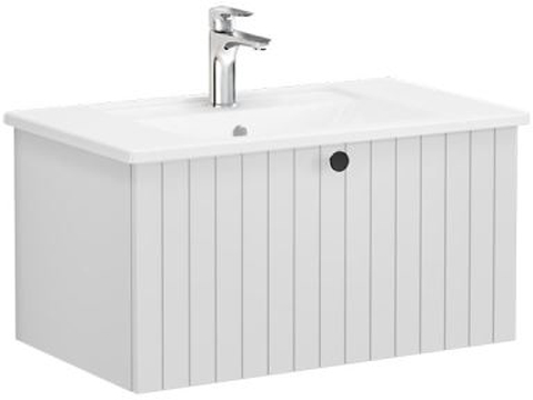 Vitra Root Groove Washbasin Unit & Basin With Drawer, 80cm Matt Light Grey