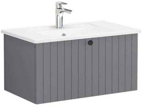 Vitra Root Groove Washbasin Unit With Drawer, 80cm Matt Grey