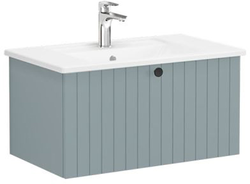 Vitra Root Groove Washbasin Unit With Drawer, 80cm Matt Fjord Green