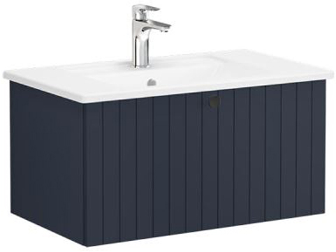 Vitra Root Groove Washbasin Unit & Basin With Drawer, 80cm Matt Dark Blue