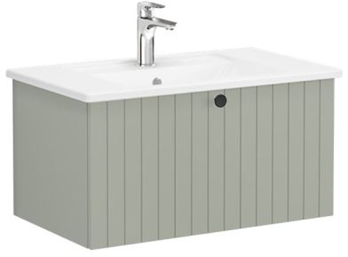 Vitra Root Groove Washbasin Unit & Basin With Drawer, 80cm Matt Retro Green