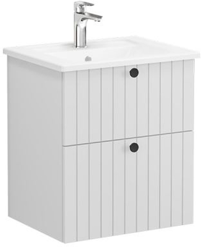Vitra Root Groove Washbasin Unit with 2 drawers, 60cm Matt Light Grey