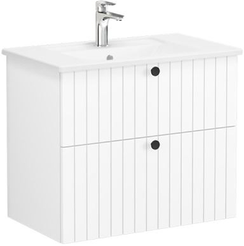 Vitra Root Groove Washbasin Unit with 2 drawers, 80cm Matt White