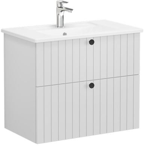 Vitra Root Groove Washbasin Unit with 2 drawers, 80cm Matt Light Grey