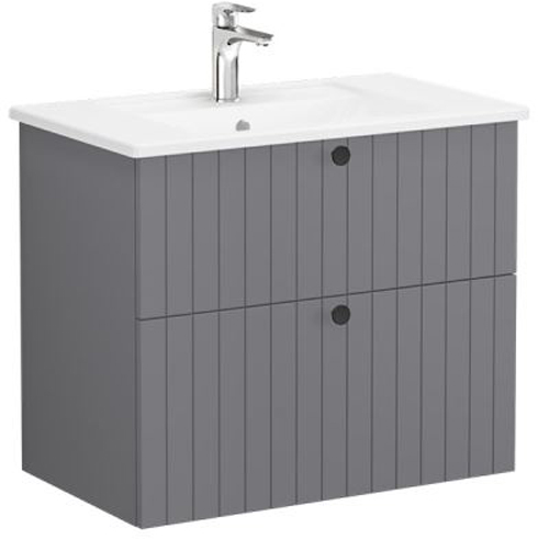 Vitra Root Groove Washbasin Unit with 2 drawers, 80cm Matt Grey