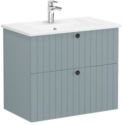 Vitra Root Groove Washbasin Unit with 2 drawers, 80cm Matt Fjord Green
