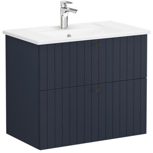 Vitra Root Groove Washbasin Unit with 2 drawers, 80cm Matt Dark Blue