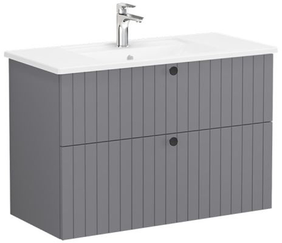 Vitra Root Groove Washbasin Unit 100cm Matt Grey