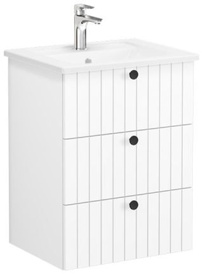Vitra Root Groove Washbasin Unit with 3 drawers, 60cm Matt White