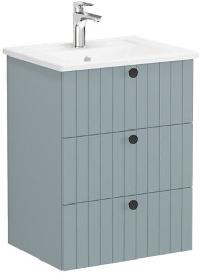 Vitra Root Groove Washbasin Unit with 3 drawers, 60cm Matt Fjord Green
