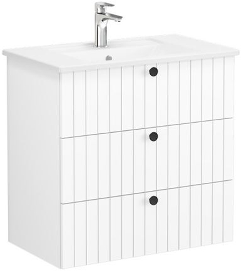 Vitra Root Groove Washbasin Unit with 3 drawers, 80cm Matt White
