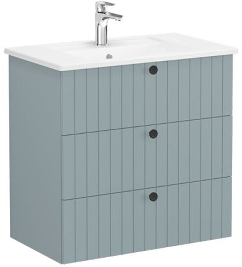 Vitra Root Groove Washbasin Unit with 3 drawers, 80cm Matt Fjord Green