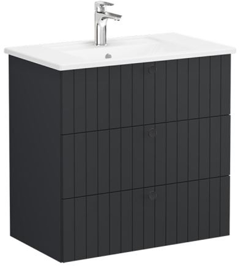 Vitra Root Groove Washbasin Unit with 3 drawers, 80cm Matt Graphite