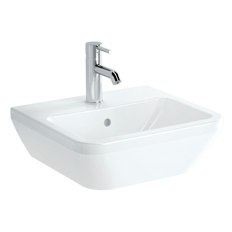 Integra Square Washbasin 1 Tap Hole, With Overflow Hole, 45 cm, White