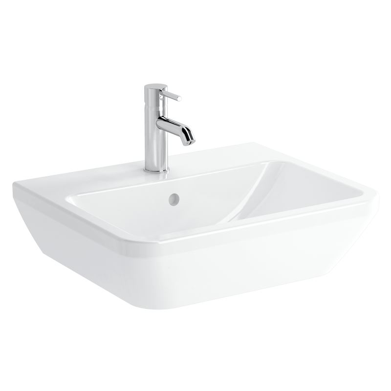 Integra Square Washbasin 1 Tap Hole, With Overflow Hole, 55 cm, White