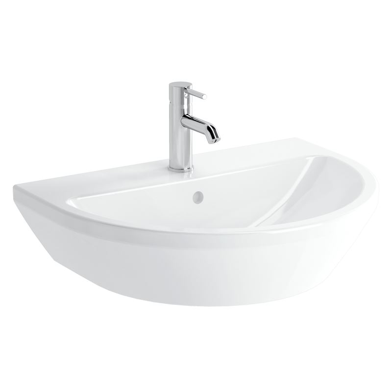 Integra Round Washbasin 1 Tap Hole, with Overflow Hole, 65 cm, White