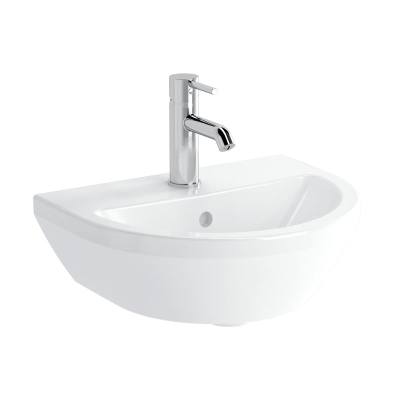 Integra Round Washbasin 1 Tap Hole, with Overflow Hole, 45 cm, White