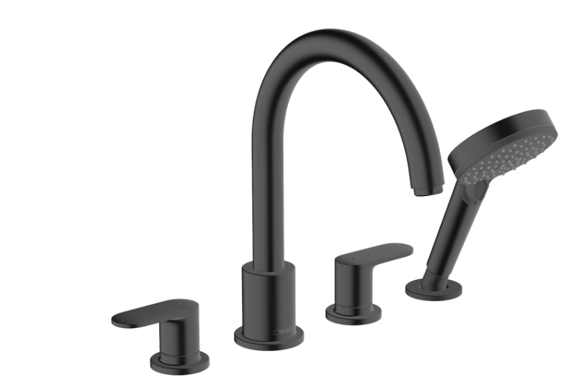 Vernis Blend 4-hole rim mounted bath mixer - matt Black