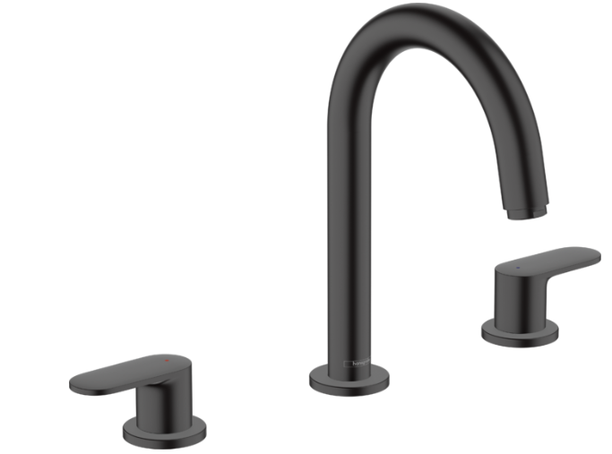 Vernis Blend 3-hole basin mixer with pop-up waste set - Matt Black