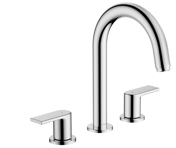 Vernis Shape 3-hole basin mixer with pop-up waste set - Chrome