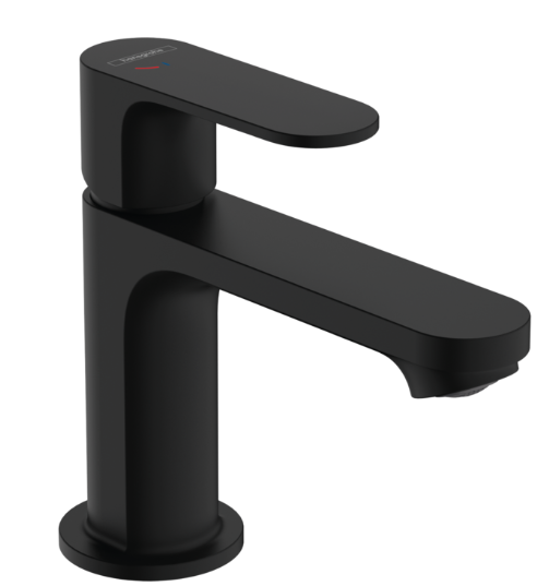 Rebris S Single lever basin mixer 80 CoolStart with pop-up waste set - Matt Black