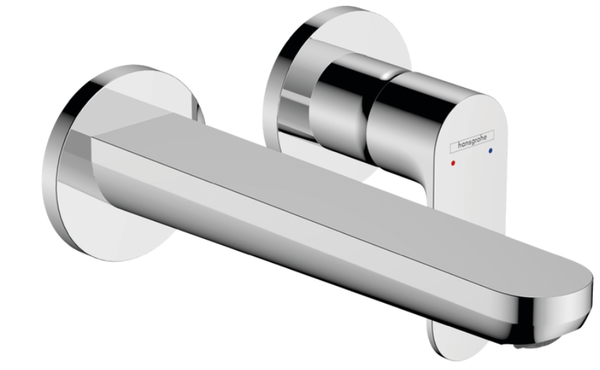 Rebris S Single lever basin mixer for concealed installation wall-mounted with spout - Chrome