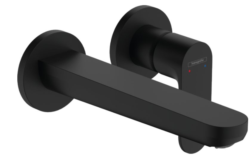 Rebris S Single lever basin mixer for concealed installation wall-mounted with spout - Matt Black