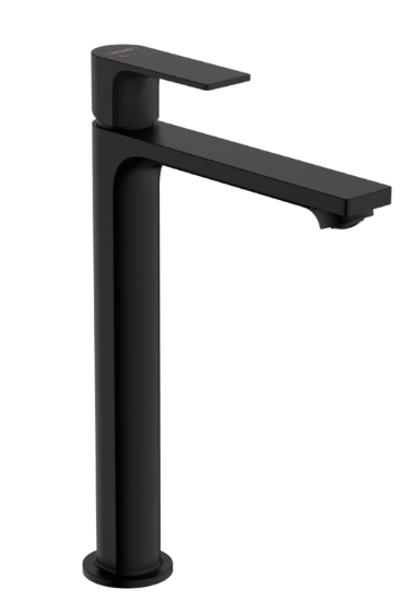 Rebris E Single lever basin mixer 240 CoolStart for washbowls with pop-up waste set - Matt Black