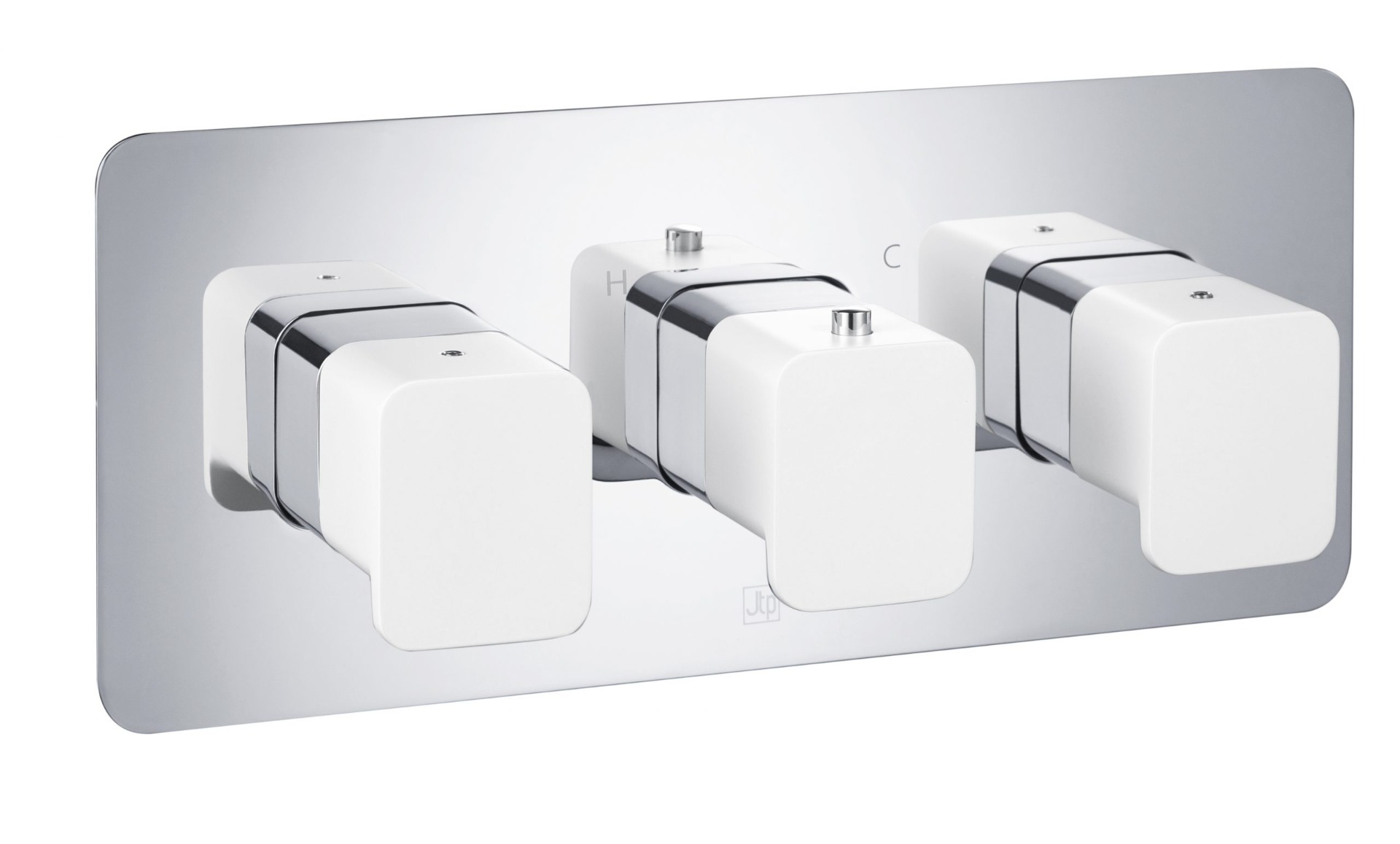 AXEL Thermostatic Concealed 2 Outlet Shower Valve, Matt White Handle 1