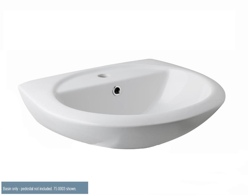 Loire 45cm x 35cm 1 Tap Hole Ceramic Basin with Overflow - White
