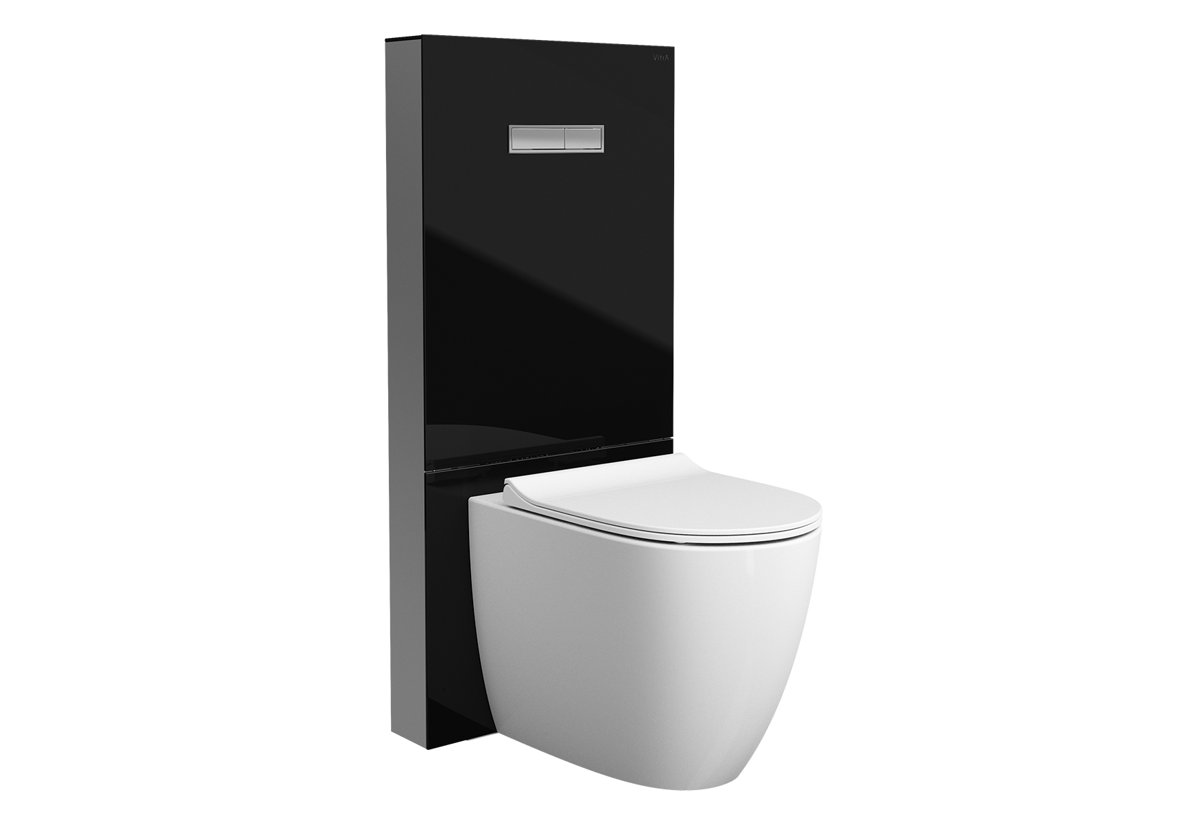 VitrA Vitrus Glass Concealed Cistern; 3/6 Litre back-to-wall frame; Black