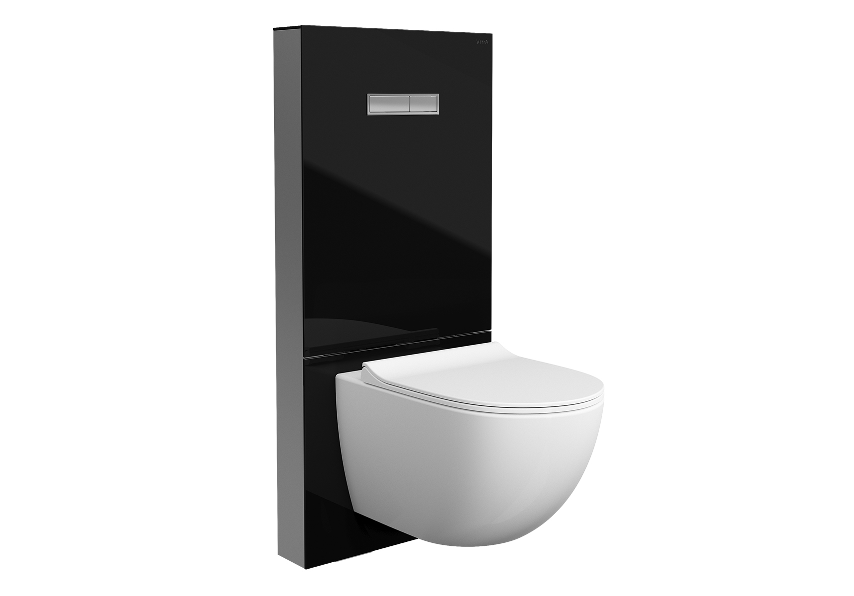 VitrA Vitrus Glass Concealed Cistern; 3/6 Litre wall-hung frame; Black