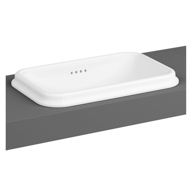 Valarte Countertop Washbasin Without Tap Hole, With Overflow Hole, 58 cm, White
