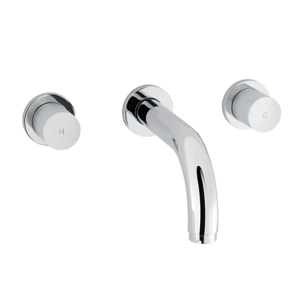 Prado Cylinder Wall Mounted 3 Tap Hole Basin Mixer Tap Chrome