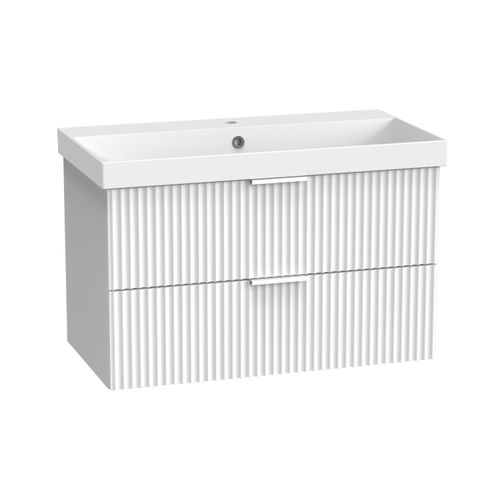 Cadence 800 Fluted Wall Mounted Unit - Matt White