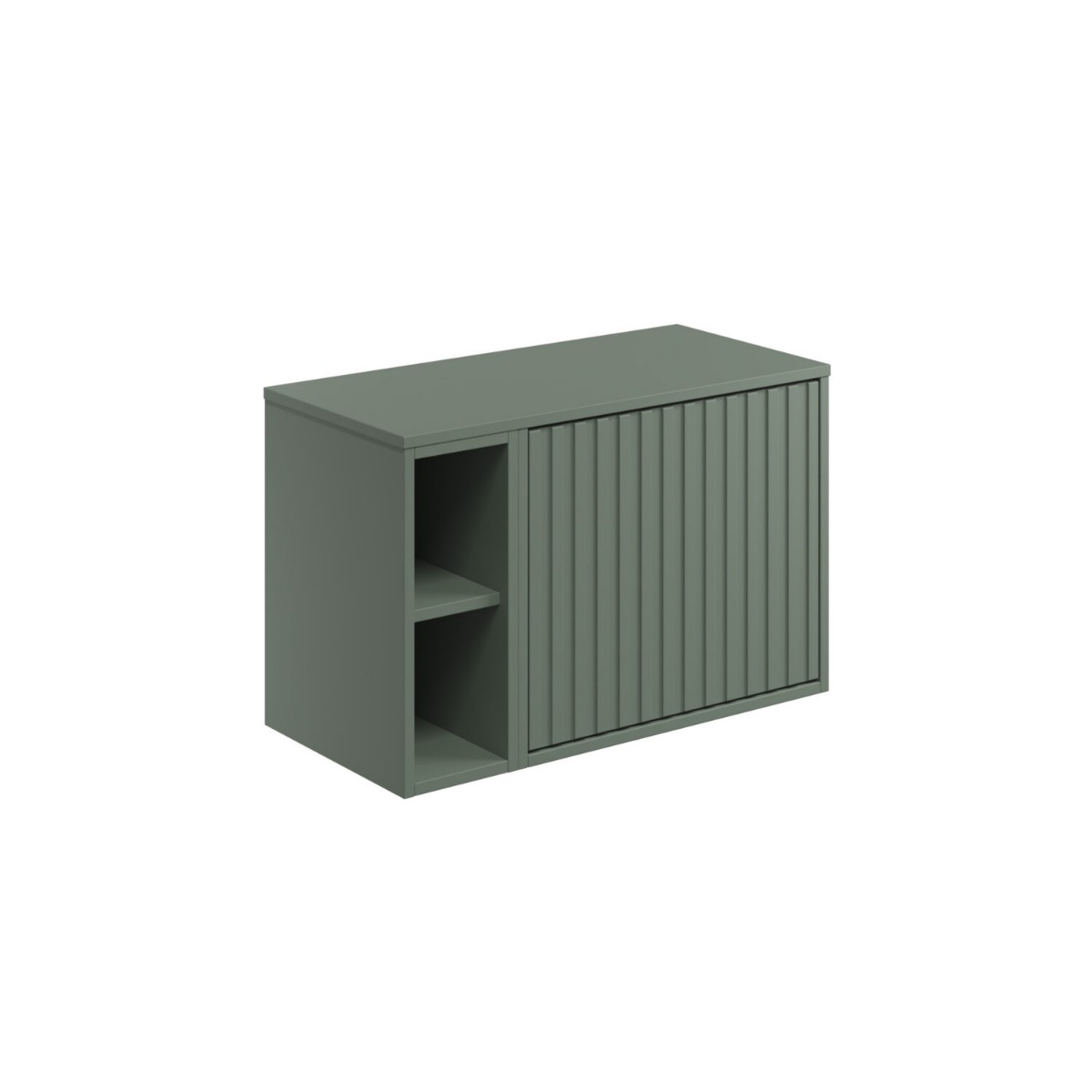 Allisa 800 Cabinet with Open Storage (Fluted Door Design) - Reed Green