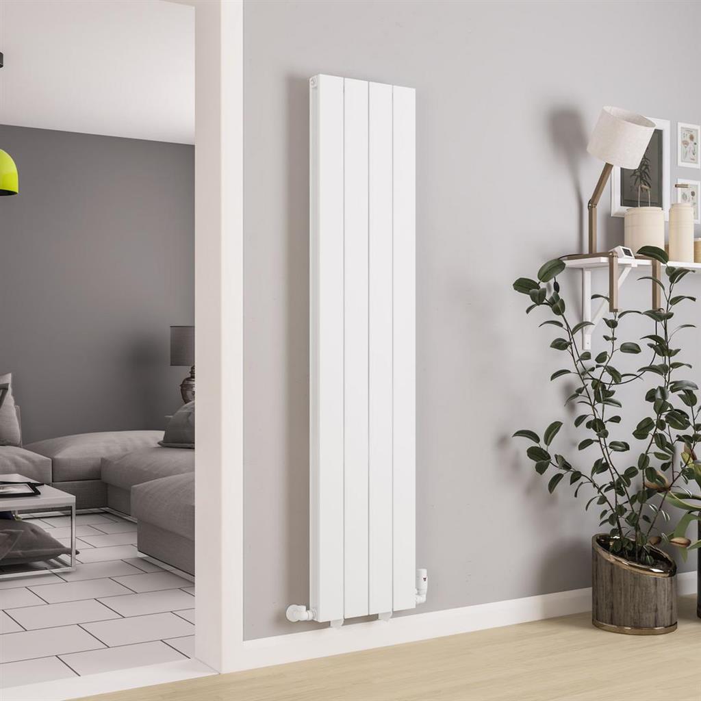 Queenswood 1800 x 388 Aluminium Radiator Matt White