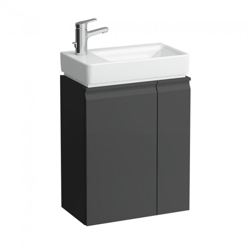 Vanity unit, 1 door, left hinged, shelf right, open-sided, matches washbasin 815955 - GRAPHITE