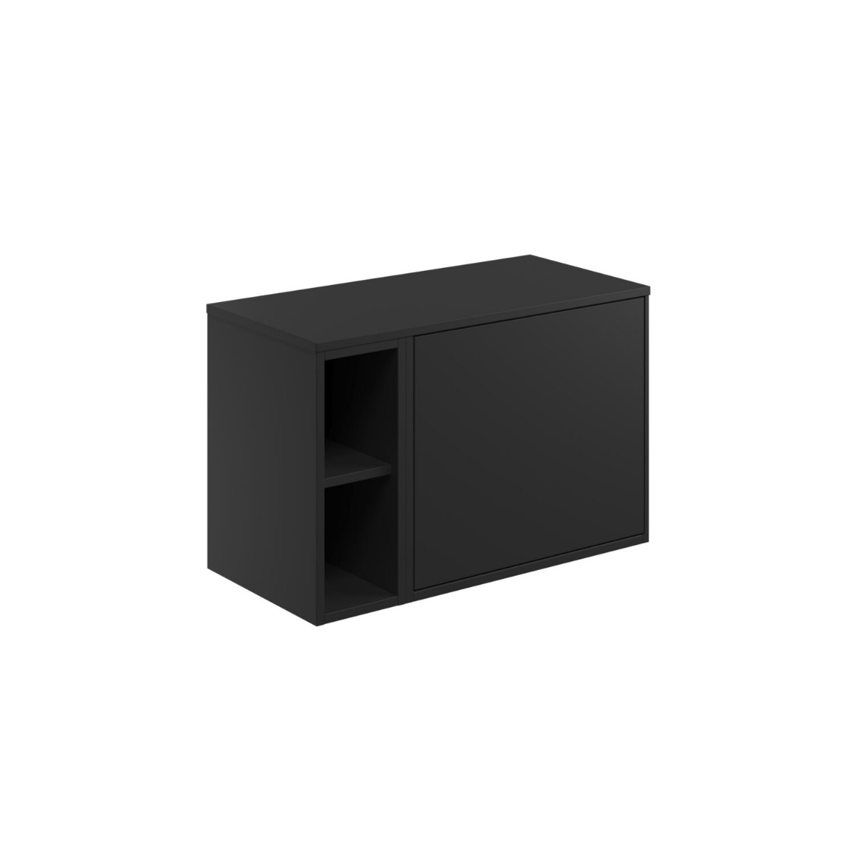 Allisa 800 Cabinet with Open Storage (Slab Door Design) - Matte Black