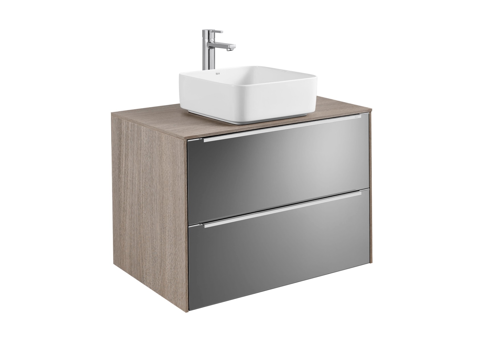  857001403 + 857011402 Base unit for over countertop basin CITY OAK / DARK MIRROR