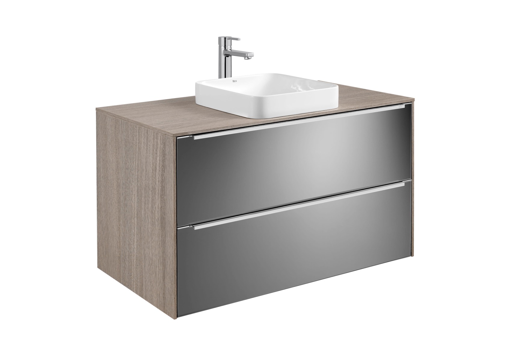 A857002403 + A857028402 Base unit for Square In Countertop basin CITY OAK / DARK MIRROR