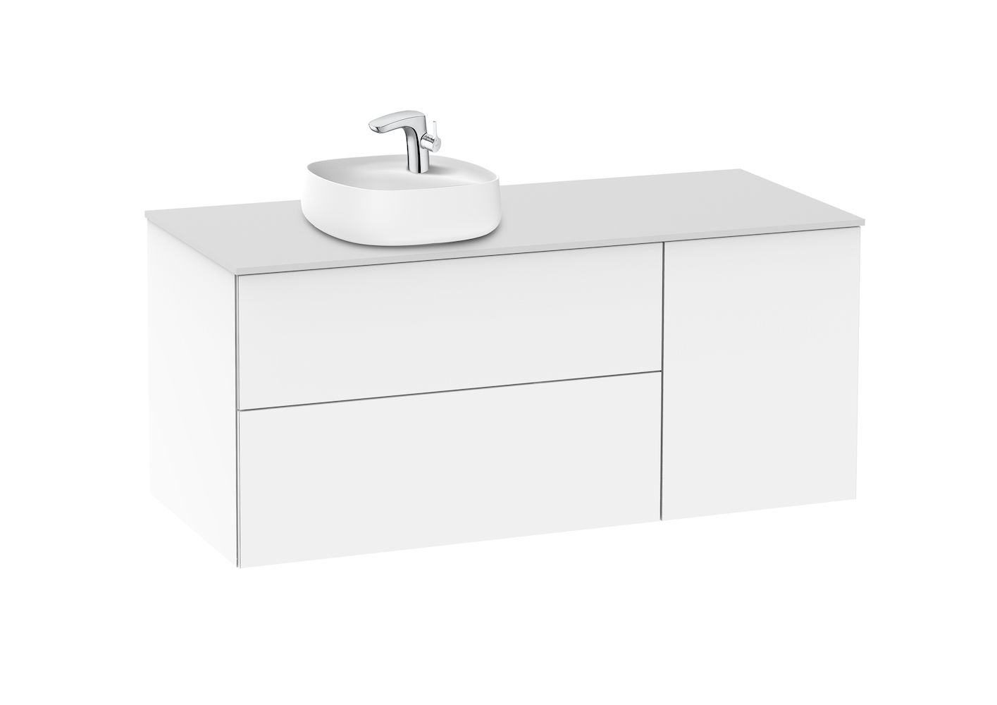 Roca - Base unit for over countertop basin on the left Gloss White 1200 x 505 x 525 mm