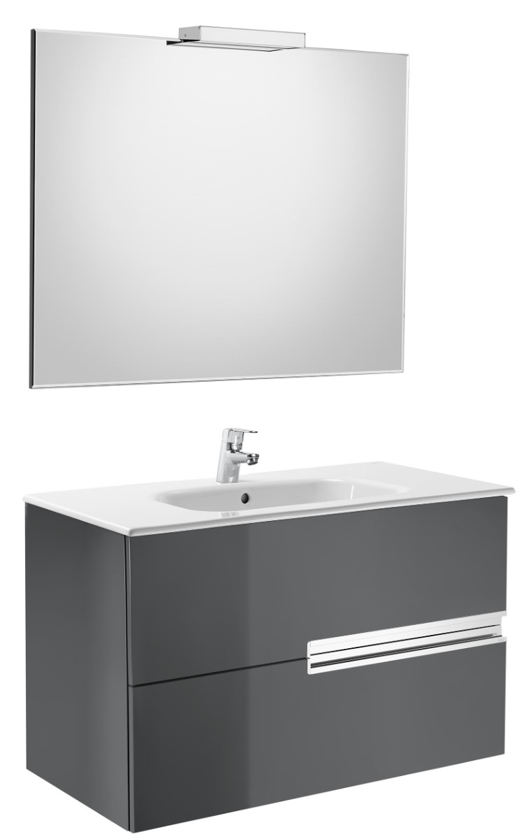 Pack (base unit, basin, mirror and LED spotlight) TEXTURED WENGE