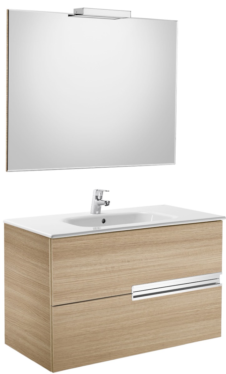 Pack (base unit, basin, mirror and LED spotlight) TEXTURED WENGE