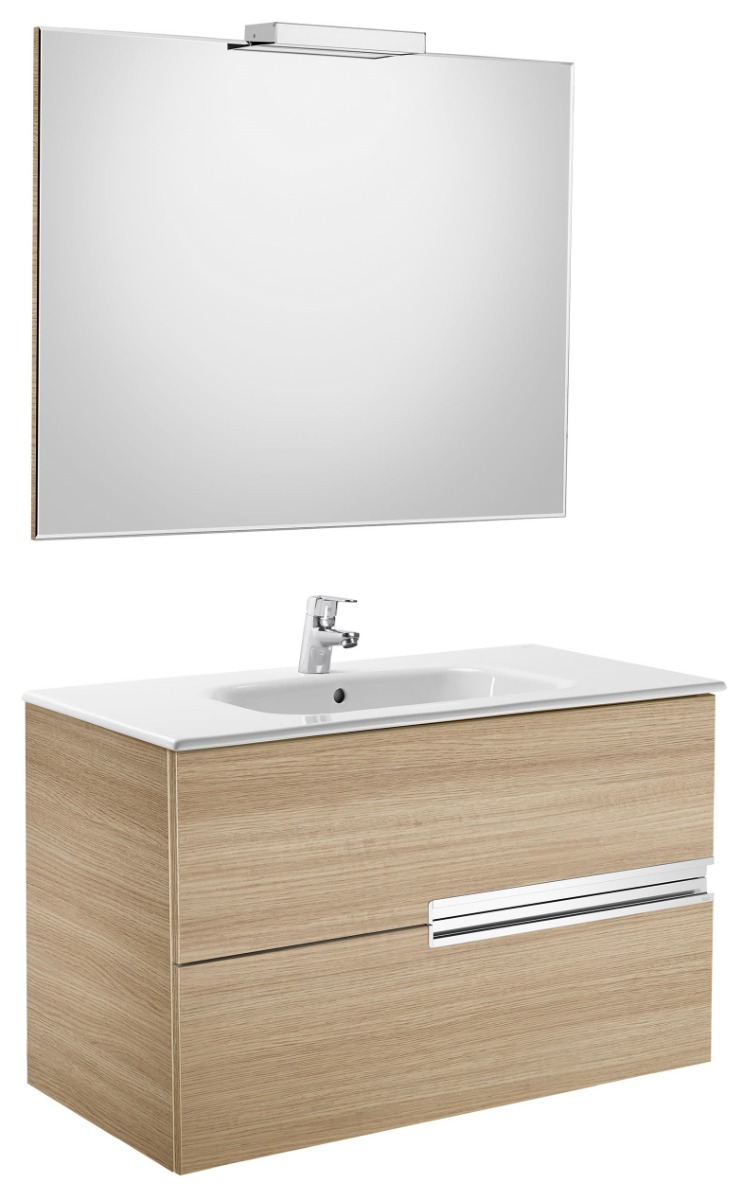 Victoria N Pack (base unit, basin, mirror and LED spotlight) GLOSS WHITE