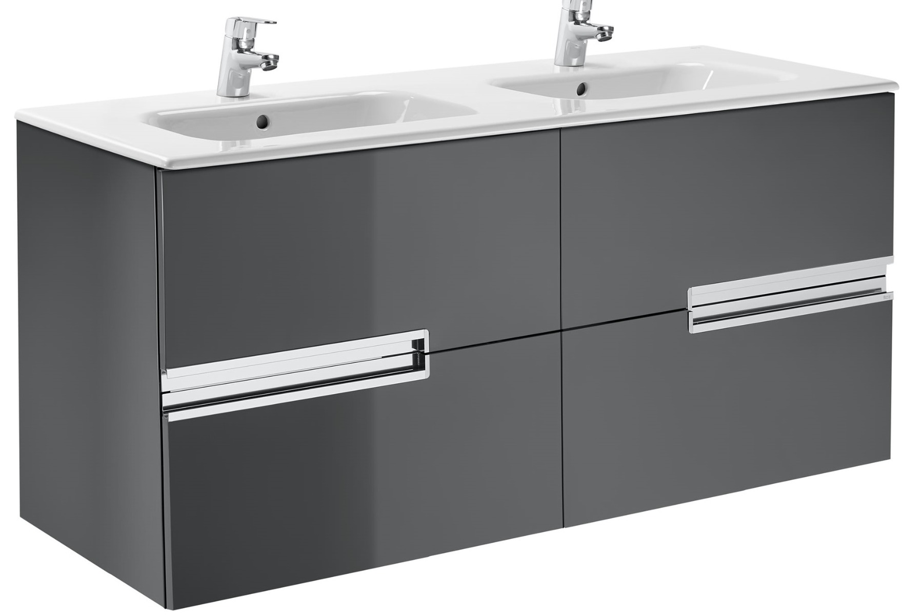 Unik (base unit and SQUARE double bowl basin) GLOSS ANTHRACITE GREY