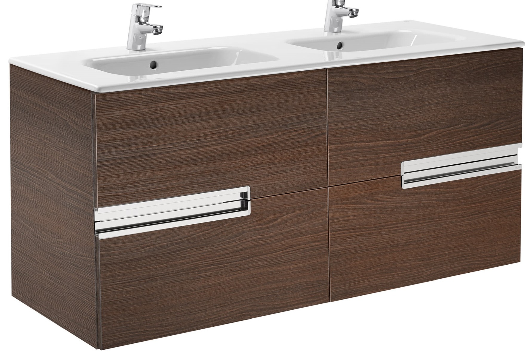 Unik (base unit and SQUARE double bowl basin) TEXTURED WENGE