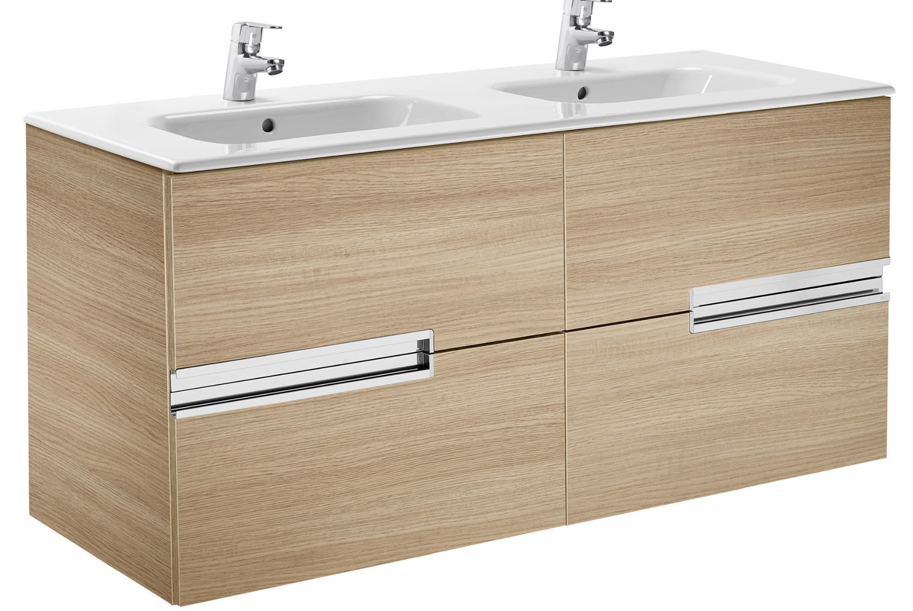 Unik (base unit and SQUARE double bowl basin) TEXTURED OAK