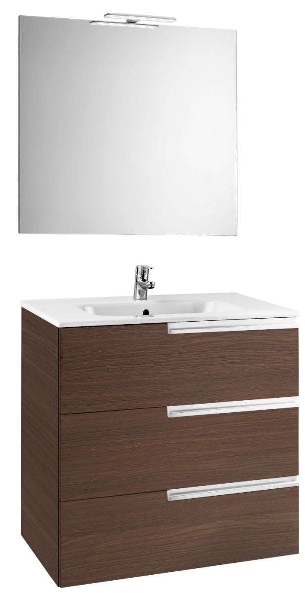 Pack Family (base unit, basin, mirror and LED spotlight) TEXTURED WENGE
